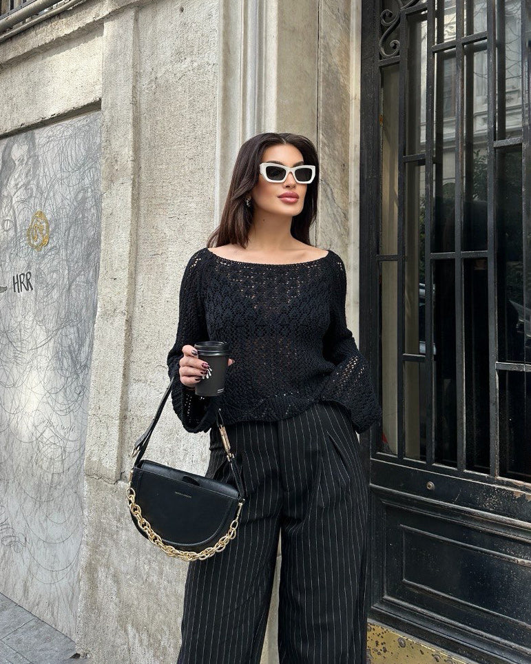 STYLE-Black-Knitted Top